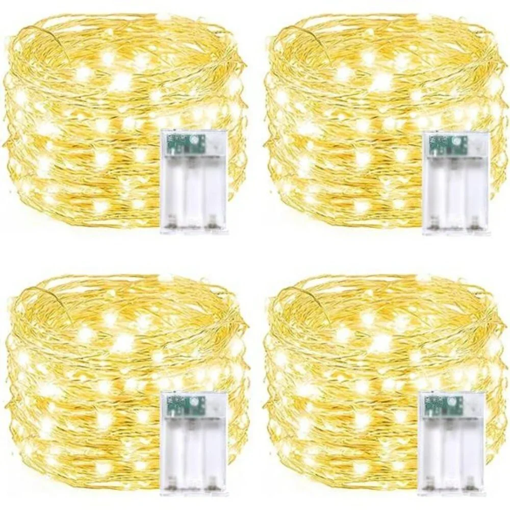 Warm White Fairy String Lights 60 LED Battery Operated Timer Indoor Outdoor Set